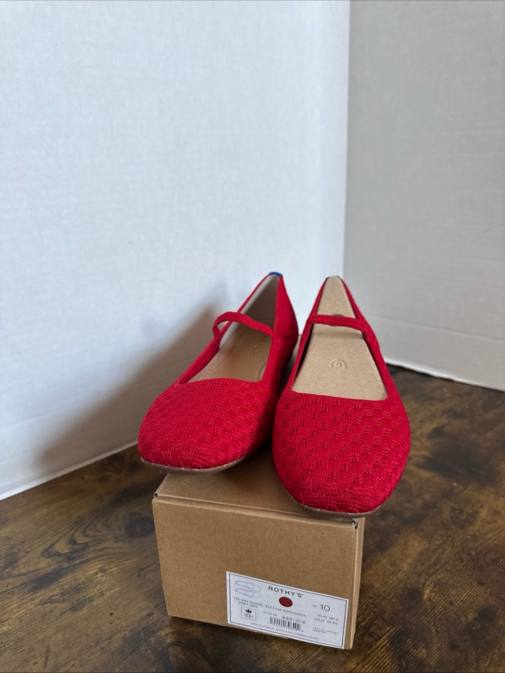 Rothy’s Women’s The Max Square Mary Jane Red Crisp Basketweave Size 10 NEW - Picture 2 of 10